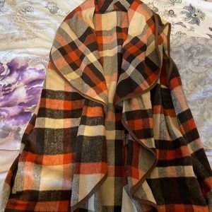 Woman's Plaid Vest Lapel Open Front Sleeveless Cardigan